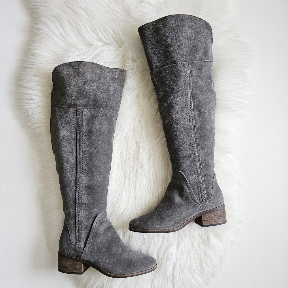 Vince Camuto Kochelda Gray Leather Closed Toe Knee High Cold Fashion Boots 8M